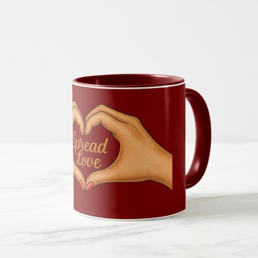 Spread Love Heart Hands Gold Combo Mug (Devant droit)