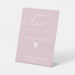 Spread Love not Germs - Covid Safety Wedding Reclamebord Met Voetstuk