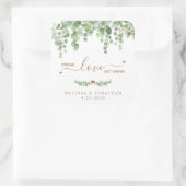 Spread Love not Germs Eucalyptus Greenery Wedding Vierkante Sticker (Tas)