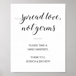 Spread Love not Germs Hand Sanitizer Wedding Poster