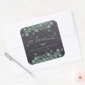 Spread Love Not Germs Rustic Eucalyptus Wedding Vierkante Sticker (Envelop)