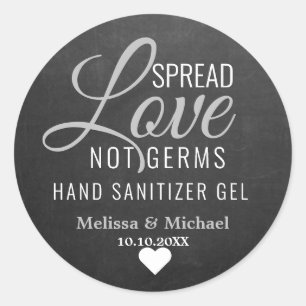 Spread Love Not Germs Sanitizer Wedding Chalkboard Ronde Sticker