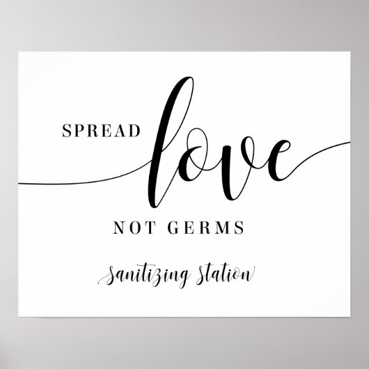 Spread Love not Germs Sanitizing Station Wedding Poster (Voorkant)