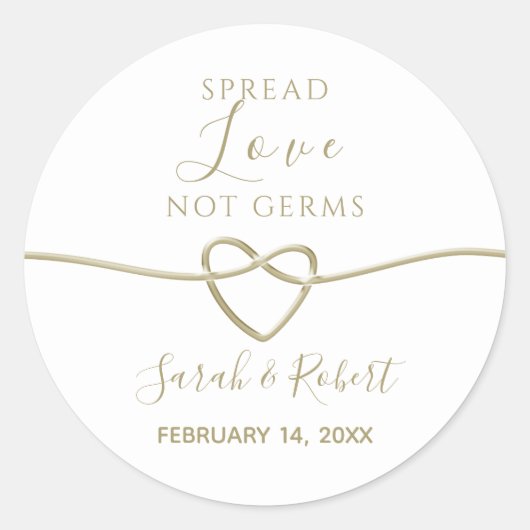 Spread Love not Germs Simple Wedding Ronde Sticker (Voorkant)