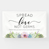 Spread Love Not Germs Succulent Waterverf Banner (Horizontaal)