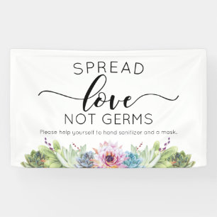 Spread Love Not Germs Succulent Waterverf Banner
