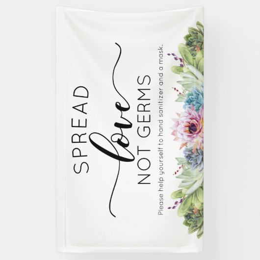 Spread Love Not Germs Succulent Waterverf Banner (Verticaal)