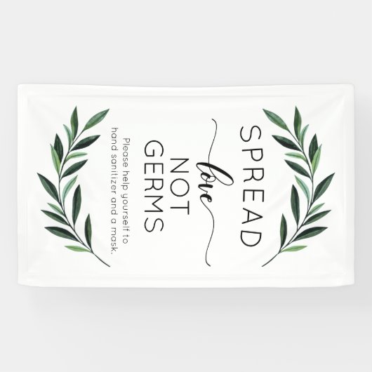 Spread Love Not Germs Waterverf Greenery Banner (Horizontaal)