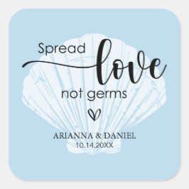 Spread Love Not Germs Wedding Hand Sanitizer Vierkante Sticker