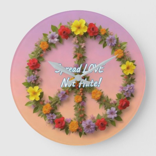 Spread Love Not Hate Grote Klok (Voorkant)