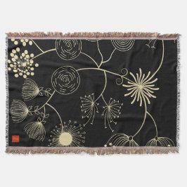 "Spread of Love" Golden Black Abstracte Flowers Deken