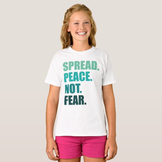 Spread Peace not Angst Green Text T-shirt (Voorkant volledig)