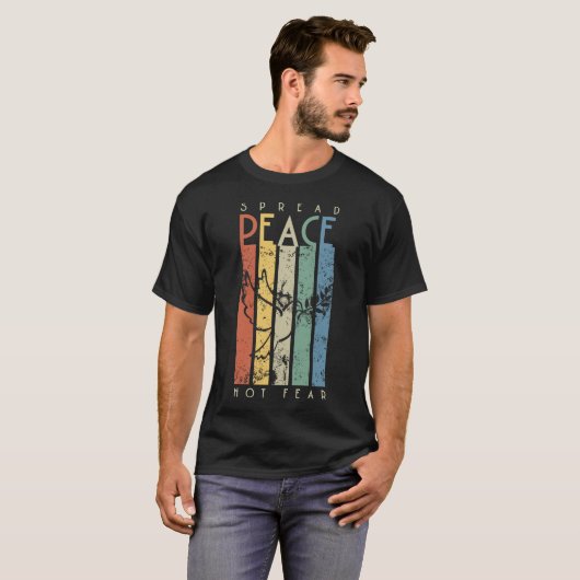 Spread Peace Not Fear Retro Stripes Dove T-shirts (Devant entier)
