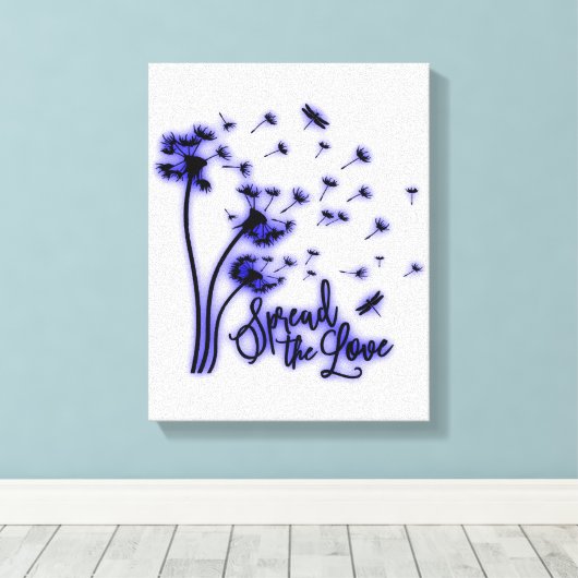 Spread The Love Dandelions and Dragonflies Canvas Afdruk (Insitu (Houten vloer))