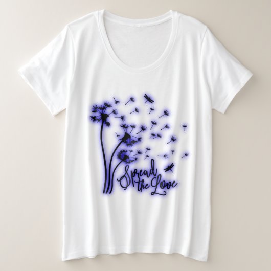 Spread The Love Dandelions and Dragonflies Grote Maat T-shirt (Design voorkant)