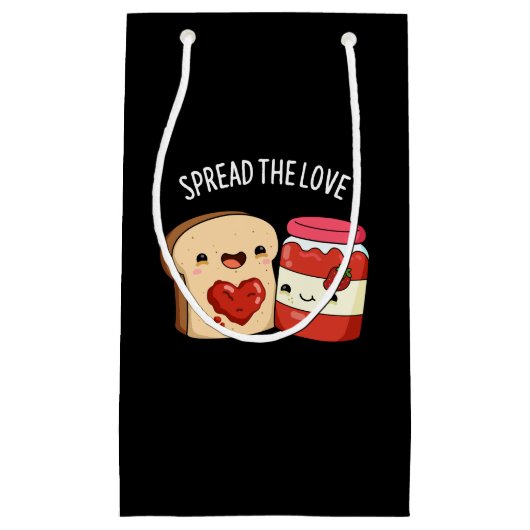 Spread the Love Funny Jam and Bread Pun Dark BG Klein Cadeauzakje (Voorkant)
