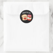 Spread the Love Funny Jam and Bread Pun Dark BG Ronde Sticker (Tas)