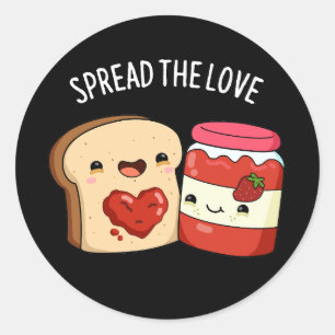 Spread the Love Funny Jam and Bread Pun Dark BG Ronde Sticker