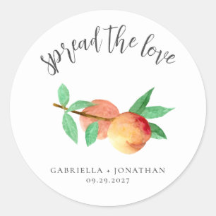 Spread The Love Perzikjam Bruiloft Favor Ronde Sticker
