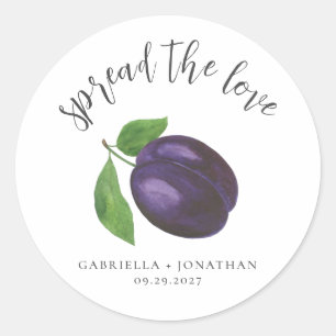 Spread The Love Pruimenjam Bruiloft Favor Ronde Sticker
