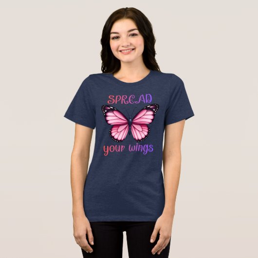 Spread Your Wings – Inspirational Butterfly  Tri-Blend Shirt (Voorkant volledig)