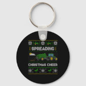 Spreading Christmas Cheer Farming Tractor Ugly Swe Sleutelhanger (Voorkant)