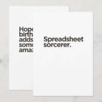 'Spreadsheet tovenaar.' Grappige verjaardagskaart