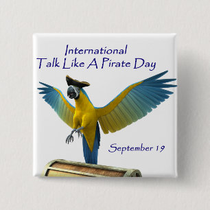 Spreek als een Pirate Day Vierkante Button 5,1 Cm