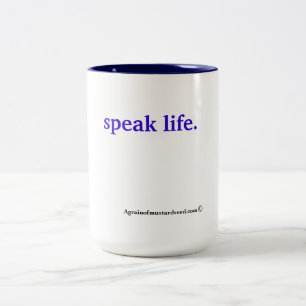 Spreek het leven tweekleurige koffiemok