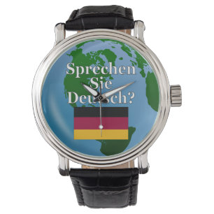Spreek je Duits? Markering en wereldbol Horloge