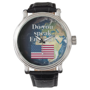 Spreek je Engels? Vlag & aarde Horloge