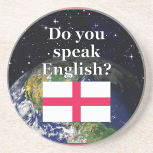 Spreek je Engels? Vlag & aarde Zandsteen Onderzetter