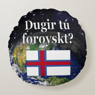 Spreek je Faroees? In het Faroees. Vlag & ruimte Rond Kussen