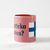 Spreek je Fins? Vlag bf Tweekleurige Koffiemok (Center)