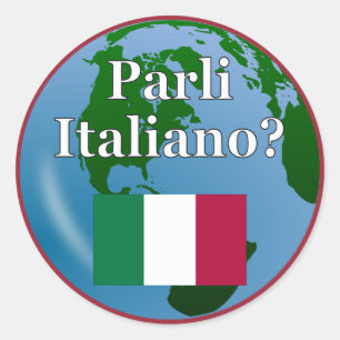 Spreek je Italiaans? Markering en wereldbol Ronde Sticker