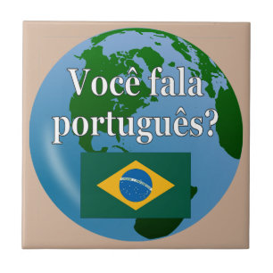 Spreek je Portugees? In het Portugees. Wereldbol Tegeltje