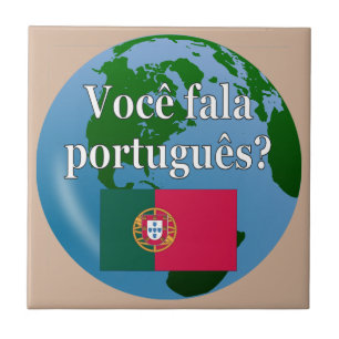 Spreek je Portugees? In het Portugees. Wereldbol Tegeltje
