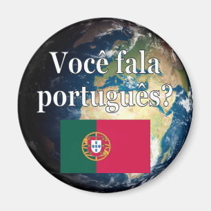 Spreek je Portugees? Portugees. Vlag & aarde Magneet