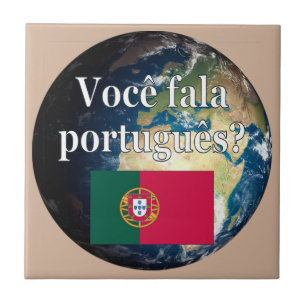 Spreek je Portugees? Portugees. Vlag & aarde Tegeltje