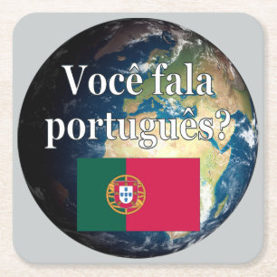 Spreek je Portugees? Portugees. Vlag & aarde Vierkante Kartonnen Onderzetter