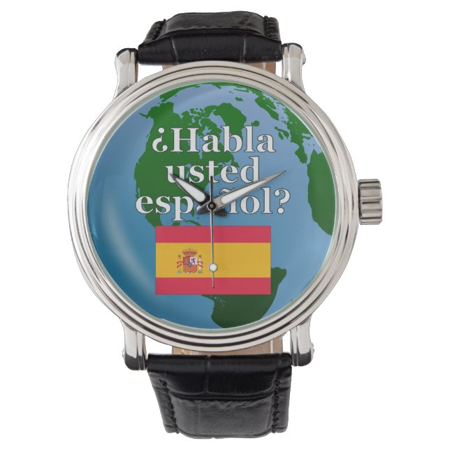 Spreek je Spaans? Markering en wereldbol Horloge (Voorkant)