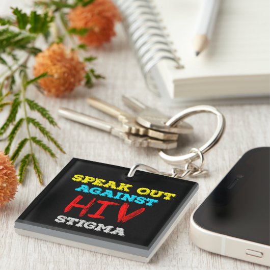Spreek je uit tegen HIV-stigma - Aids Awareness Sleutelhanger (Voorkant Rechts)