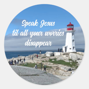 Spreek Jezus Geen zorgen Vuurtoren Ronde Sticker