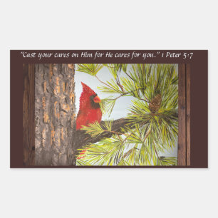 Spreek Jezus Rode Vogel Rechthoekige Sticker