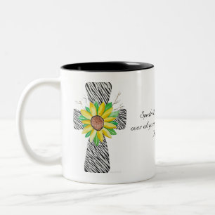 Spreek Jezus Zebra Print Cross Tweekleurige Koffiemok