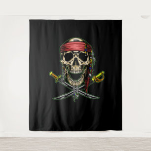 Spreek Pirate Skull Achtergrond Wandkleed