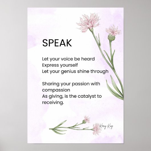 Spreek - Zelfliefde empowerment gedicht Poster (Voorkant)