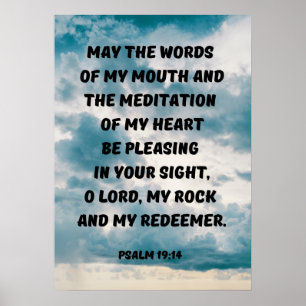 Spreek zorgvuldig Psalm 19:14 Christelijke herinne Poster