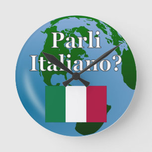 Spreekt u het Italiaans? in het Italiaans. Vlag & Ronde Klok