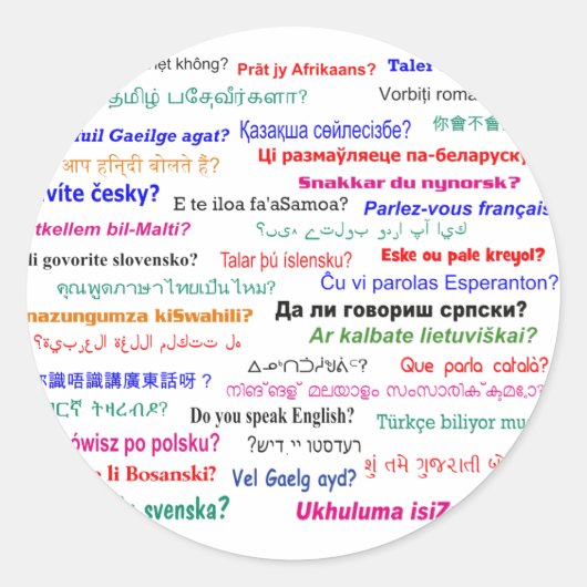 Spreekt u ... in veel talen? ronde sticker (Voorkant)